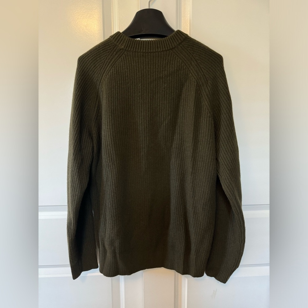 Jenni Kayne, Men’s Wool Cashmere Fisherman Sweater, Large, Olive, NWT
